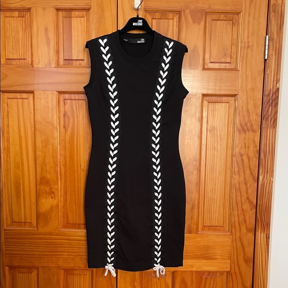 Love Moschino Black Dress with White Accents